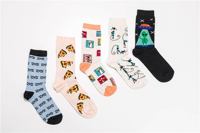 Unisex Krem London Desen 5li Çorap