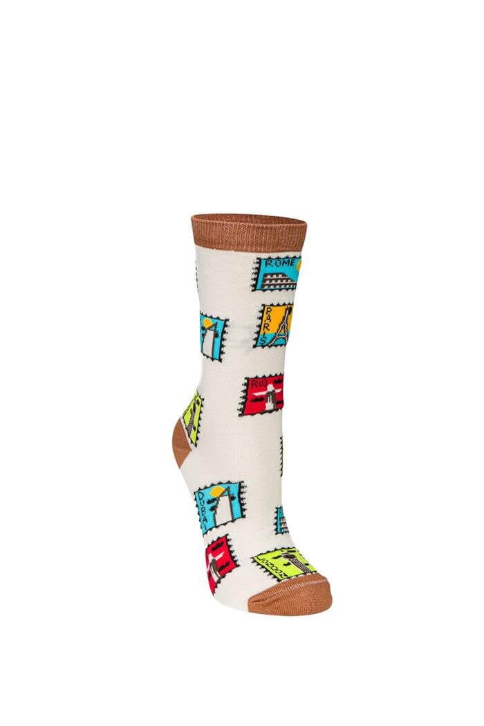 Unisex Mavi Popcorn Desen 5li Çorap