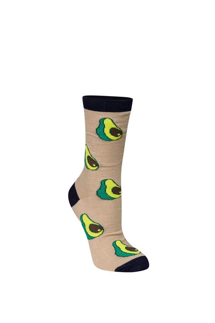 Unisex Mor Avakado Desen 5li Çorap
