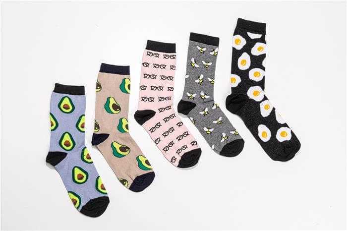 Unisex Mor Avakado Desen 5li Çorap