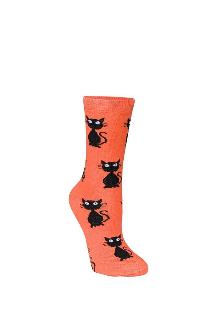 Unisex Nar Çiçeği Kedi Desen 5li Çorap