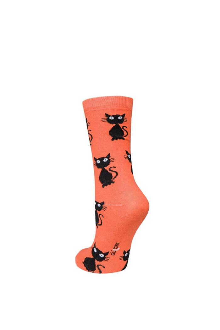 Unisex Nar Çiçeği Kedi Desen 5li Çorap