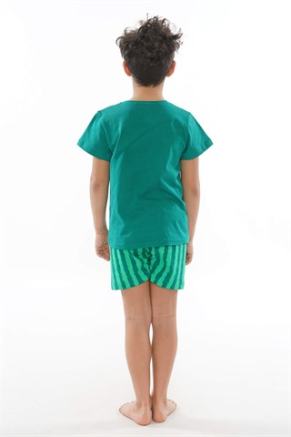 Yeşil Erkek Çocuk Kısa Kollu Pijama Takım