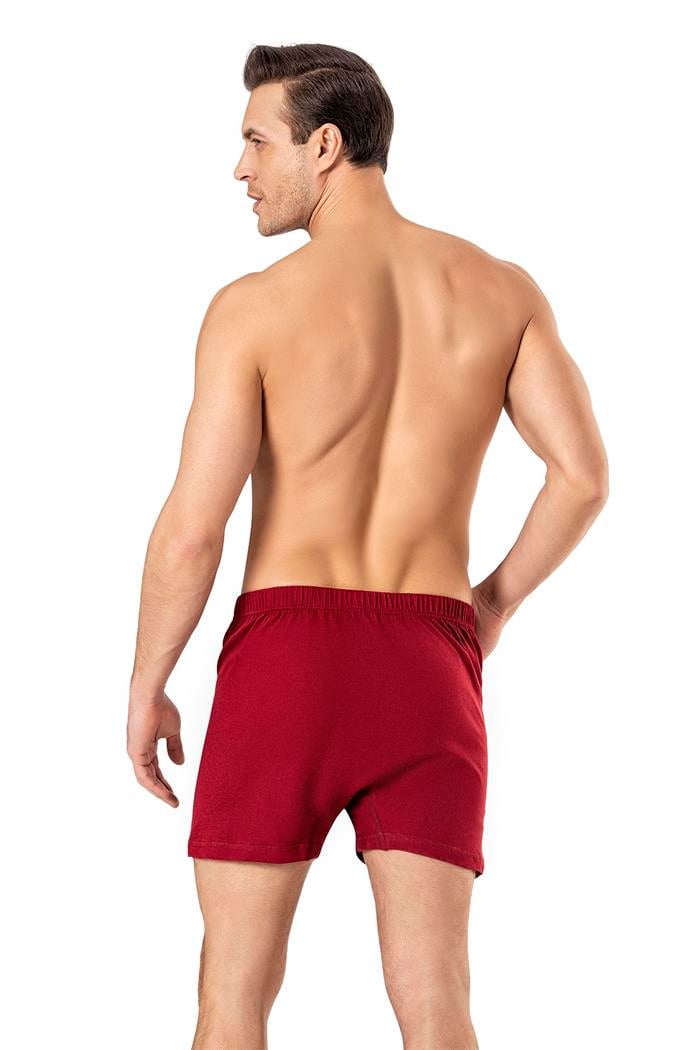 Erkek Bordo Penye Düğmeli Boxer