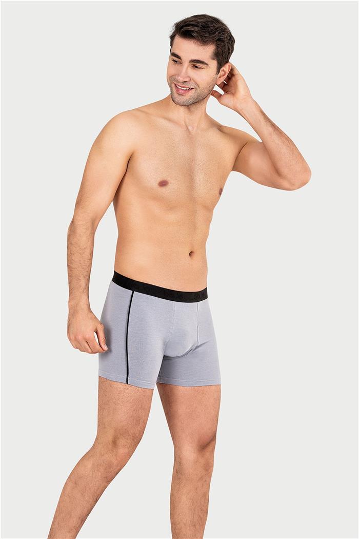 Erkek Gri Likra Cotton Boxer