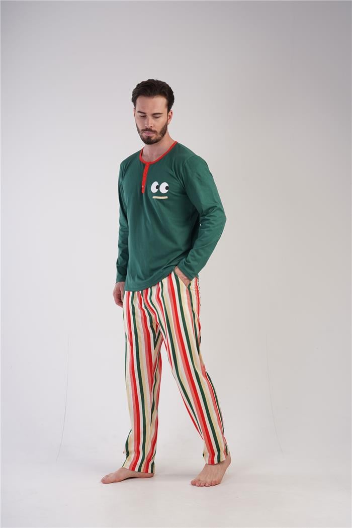 Erkek Haki Pijama Takım