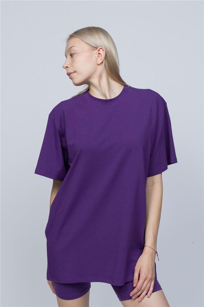 Kadın Mor Oversize T-shirt