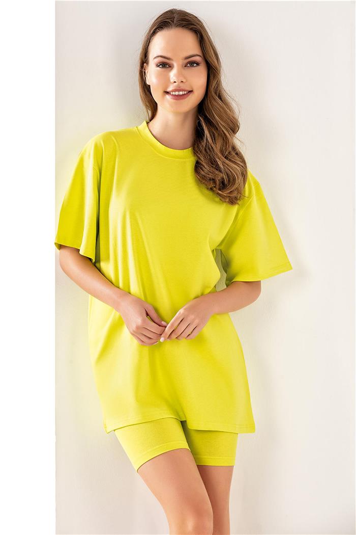 Kadın Neon Yeşil Oversize T-shirt