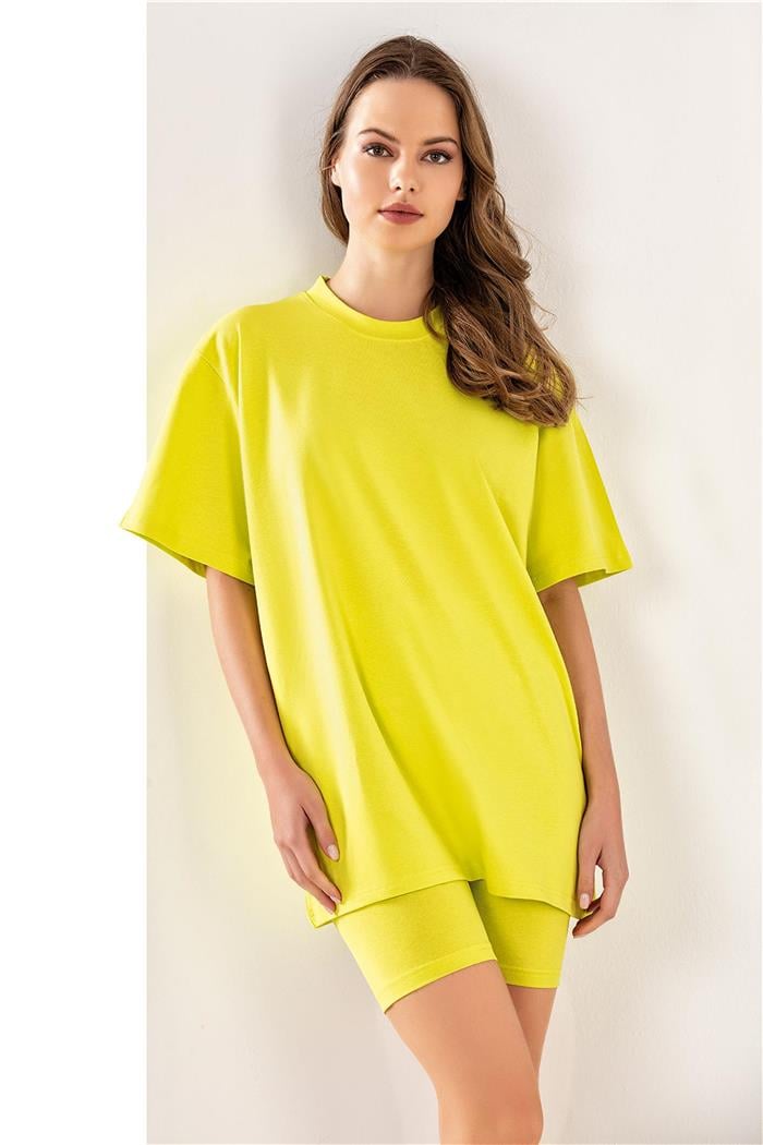 Kadın Neon Yeşil Oversize T-shirt