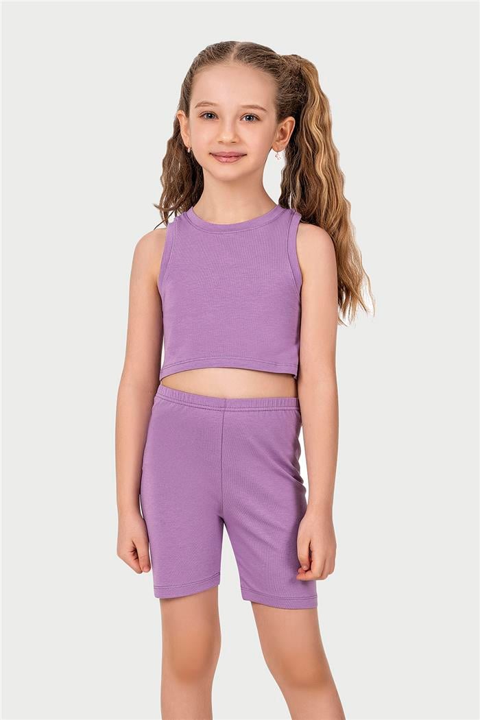 Kız Çocuk Lila Halter Yaka Atlet