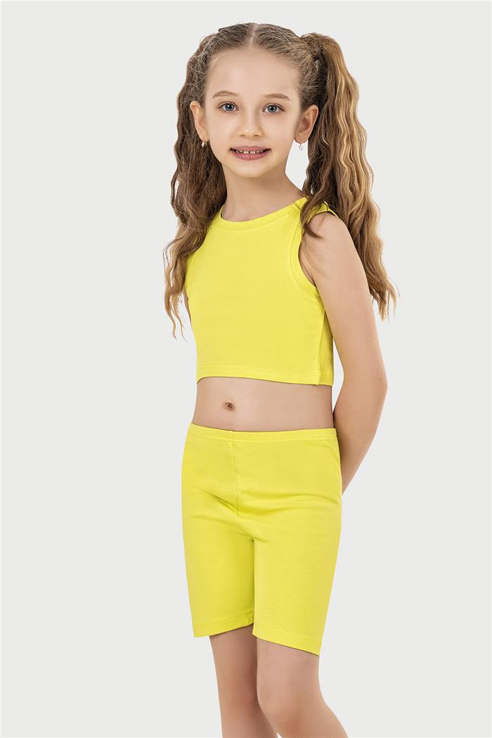 Kız Çocuk Neon Yeşil Halter Yaka Atlet