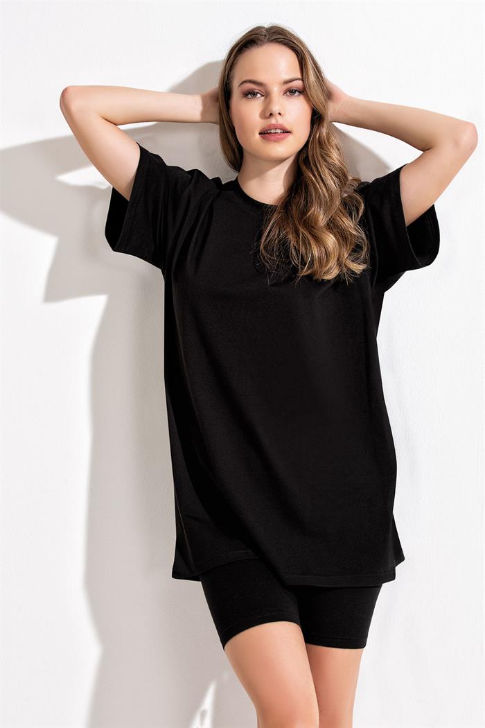 Siyah Kadın Oversize TshirtObje - Kadın Oversize Tshirt modelleri