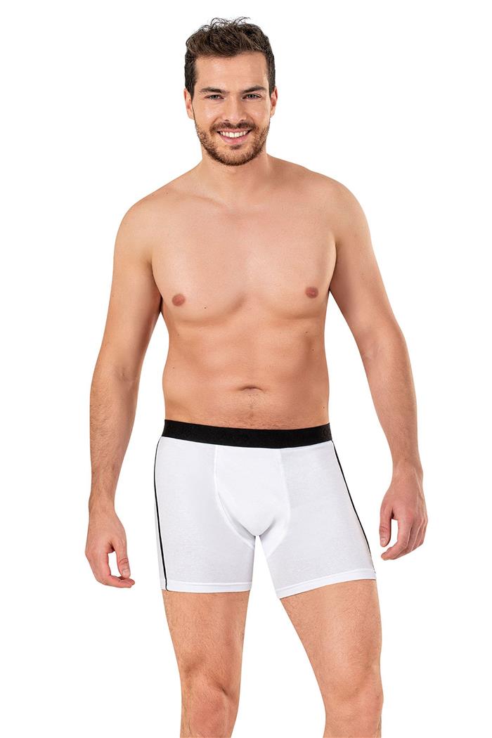 Erkek Beyaz Likra Cotton Boxer