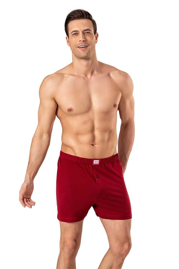 Erkek Bordo Penye Düğmeli Boxer