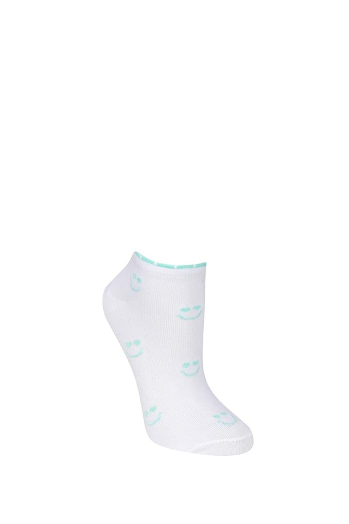 Kadın Pembe Gülücük Desen 3'lü Soket Çorap
