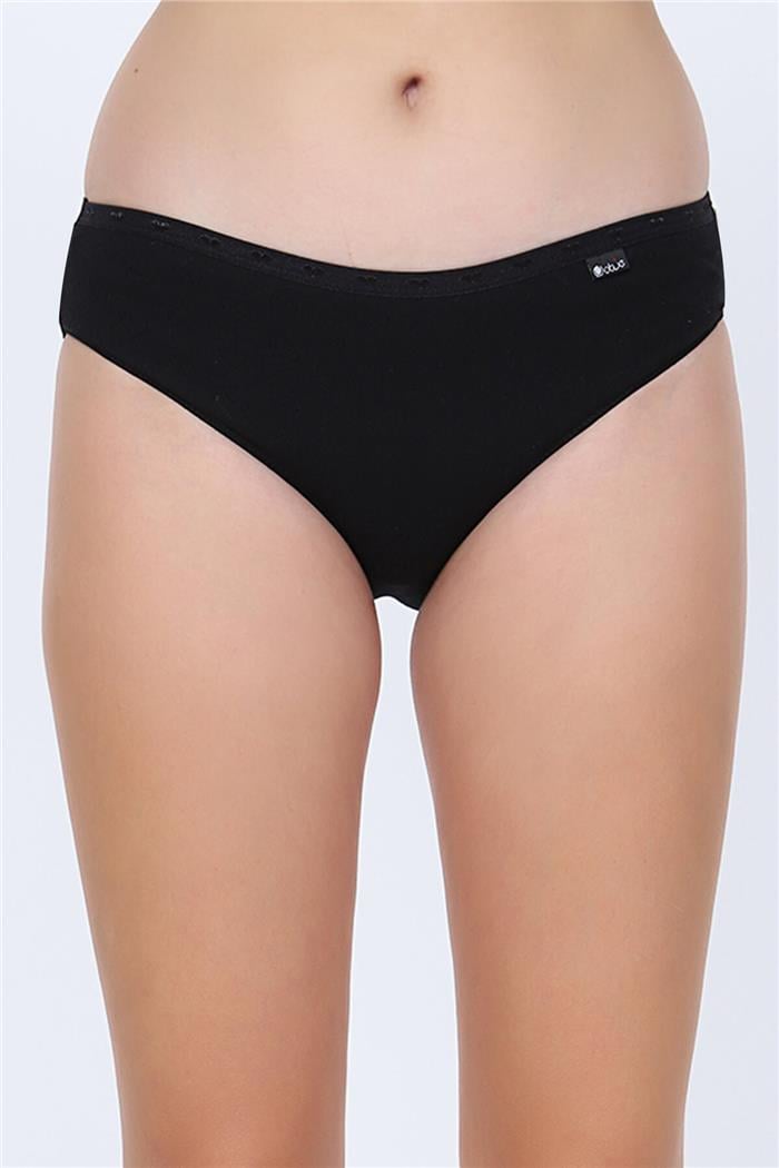 Kadın Siyah Jakarlı Kalpli Slip