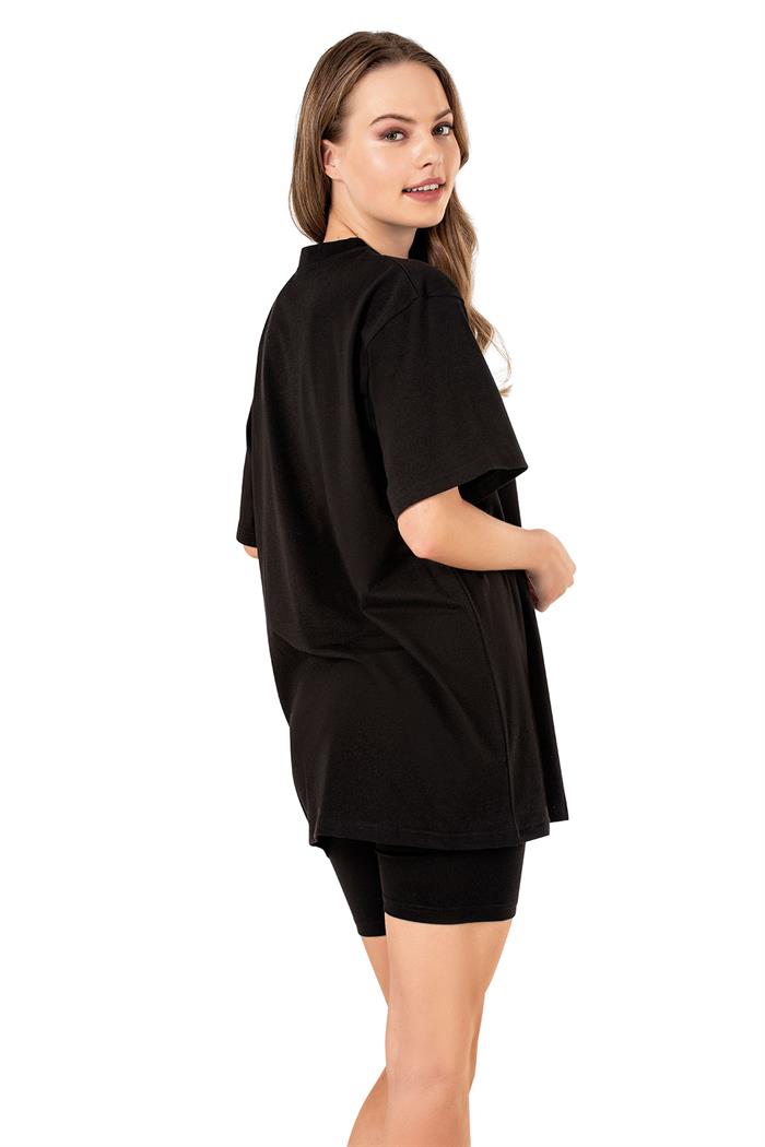 Siyah Kadın Oversize TshirtObje - Kadın Oversize Tshirt modelleri