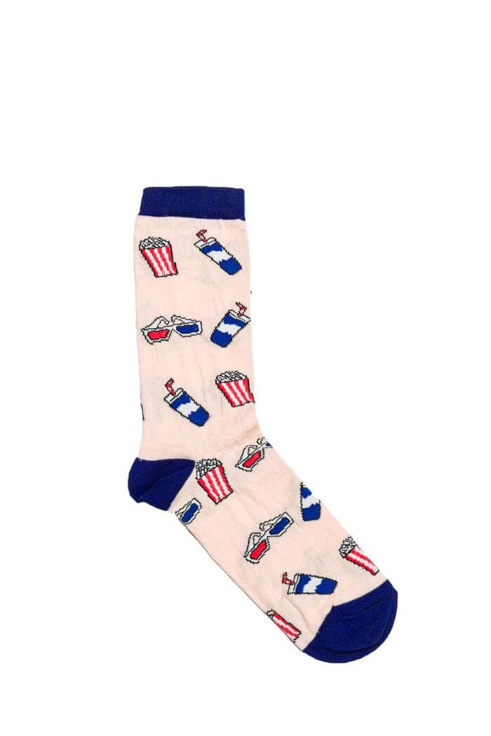 Unisex Sarı Zemin İskelet Desen 5'li Çorap