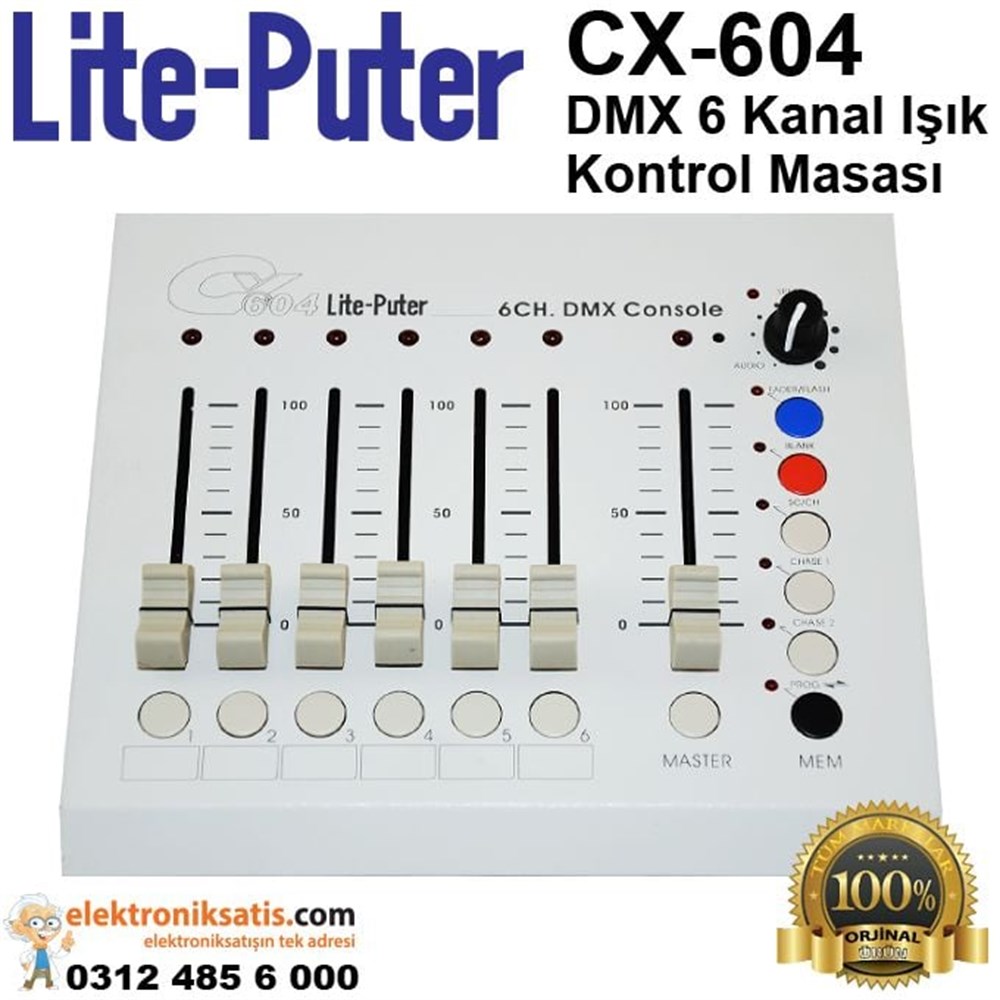 Lite Puter CX-604 DMX 6 Kanal Işık Kontrol Masası