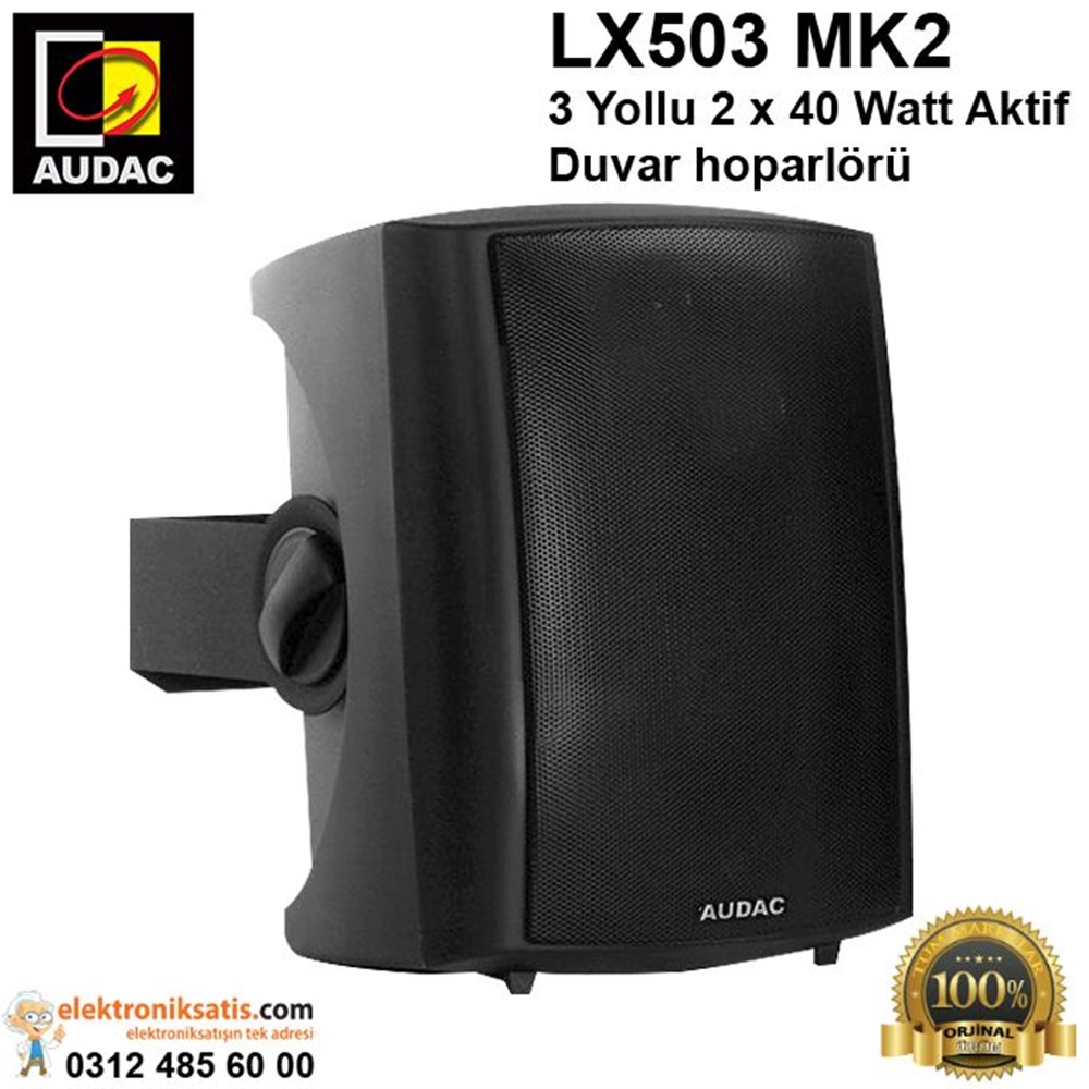 AUDAC LX503 MK2 3 Yollu 2x40 Watt Siyah Aktif Duvar hoparlörü