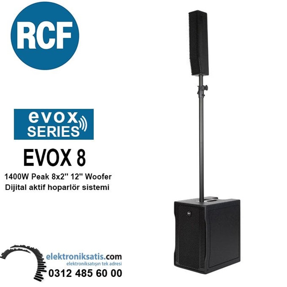 RCF EVOX 8 1400W Peak 8x2'' 12'' Woofer Dijital aktif hoparlör sistemi