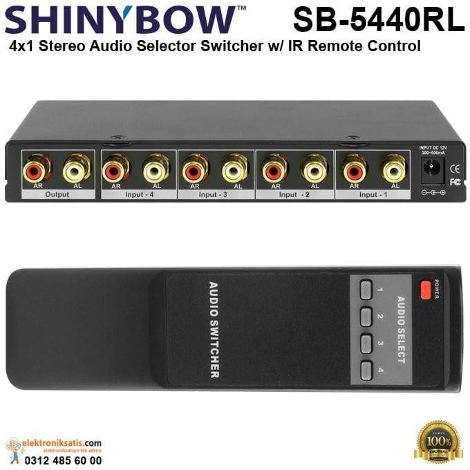 Shinybow SB-5440RL 4x1 Stereo Audio Selector Switcher w/ IR Remote Control