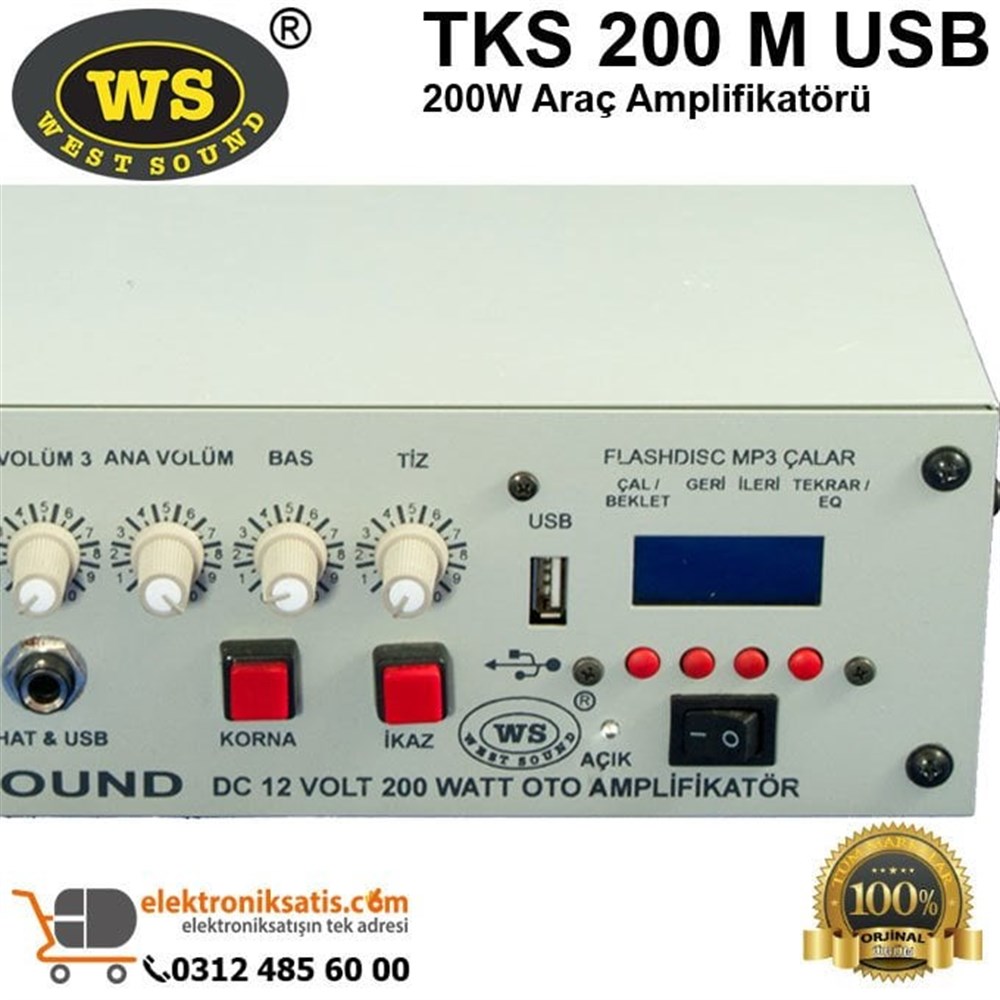 West Sound TKS 200 M USB 200W Araç Amplifikatörü