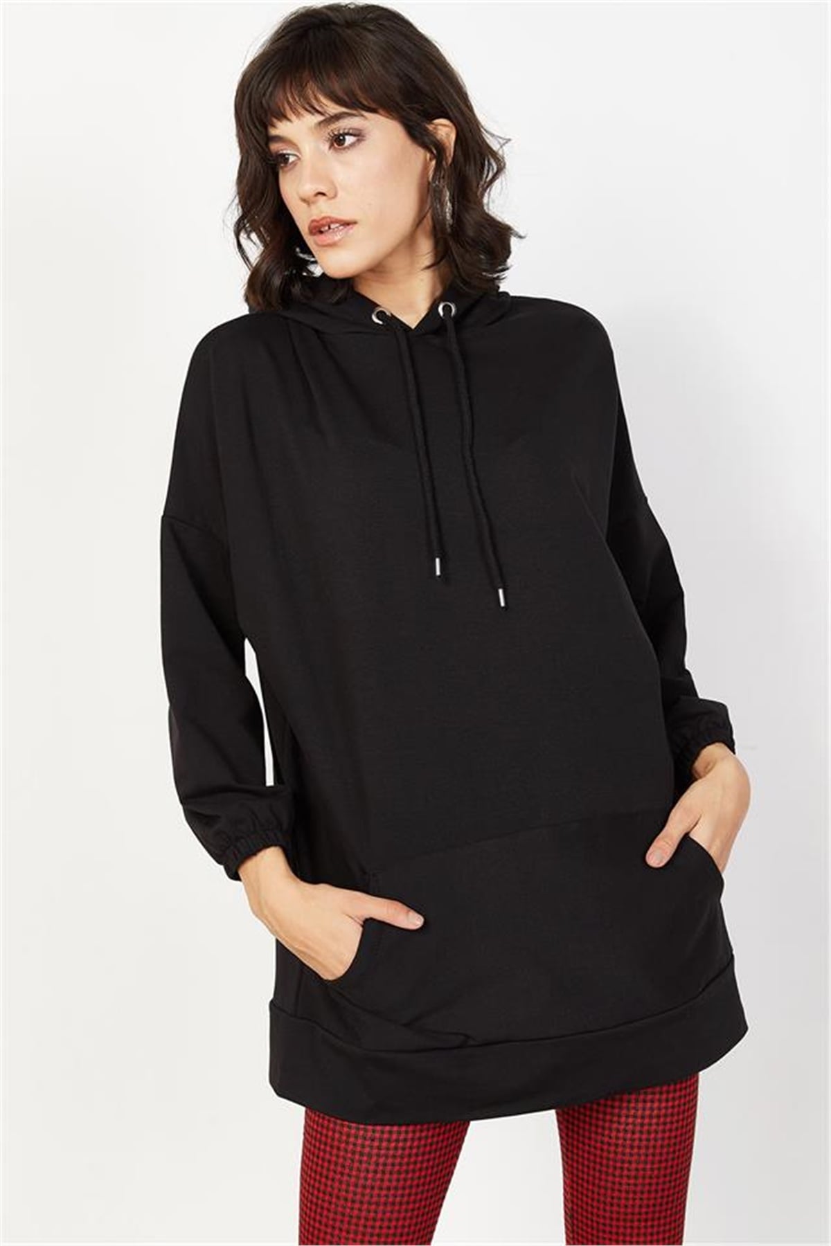 SweatshirtKadın Siyah Sırtı Yazı Baskılı Sweatshirt