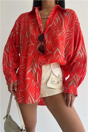 Yeniler,Ebru Desenli Turuncu Gömlek