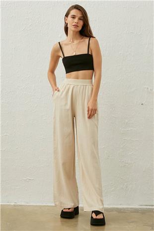 Yeniler,Keten Pantolon Taş