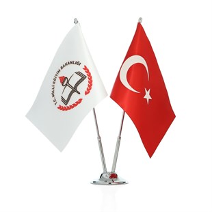 DEKOPAMASA BAYRAKLARITürk Bayrağı Milli Eğitim Bakanlığı Logolu (İkili) Masa Bayrak