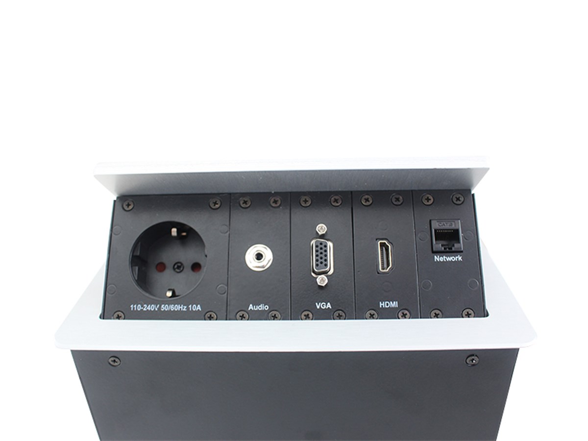 Amortisörlü Socket Box, ST101-A, Satine Alüminyum, 4 / 6 / 8 / 10 Modül