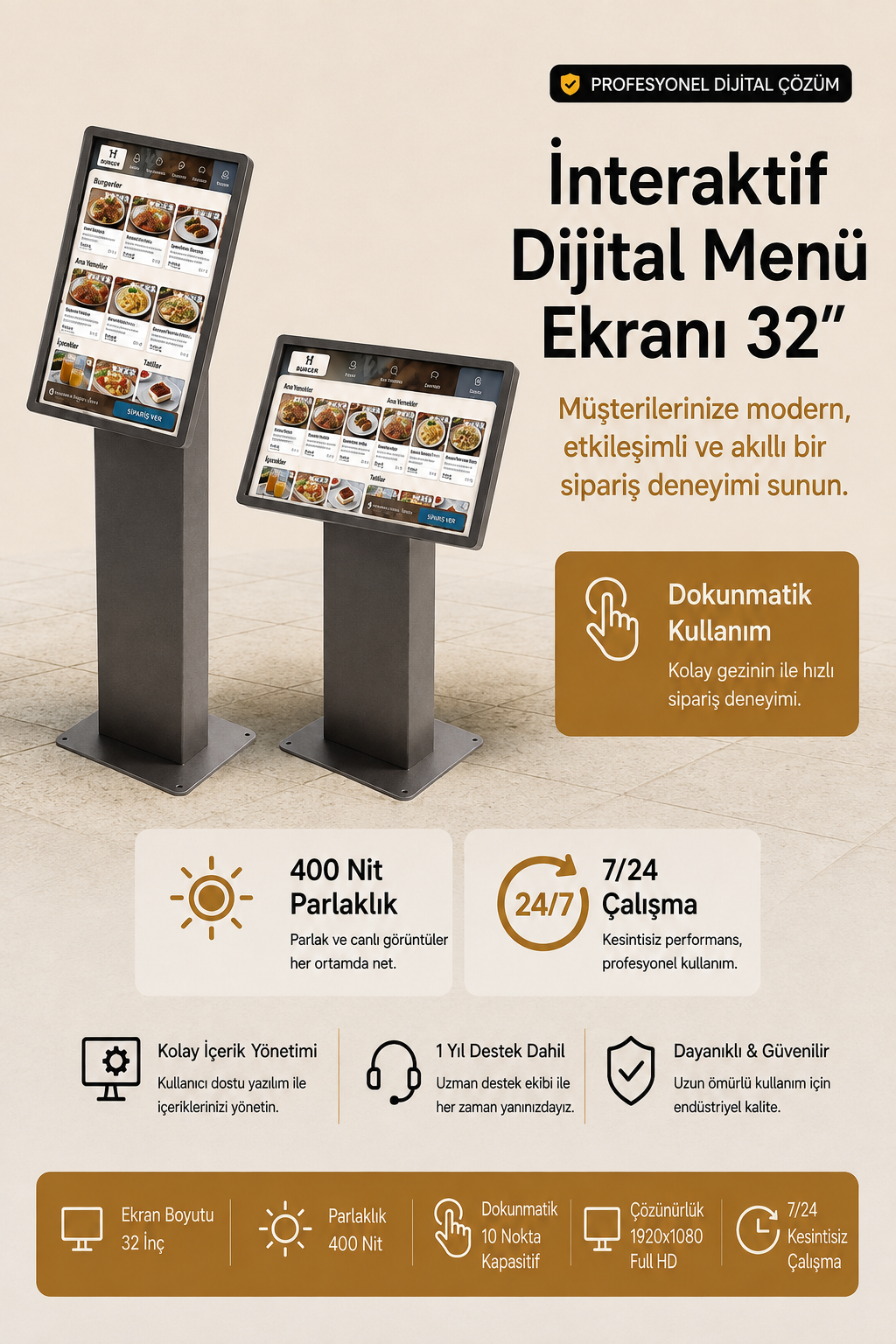 İnteraktif Dijital Menü Ekranı 32