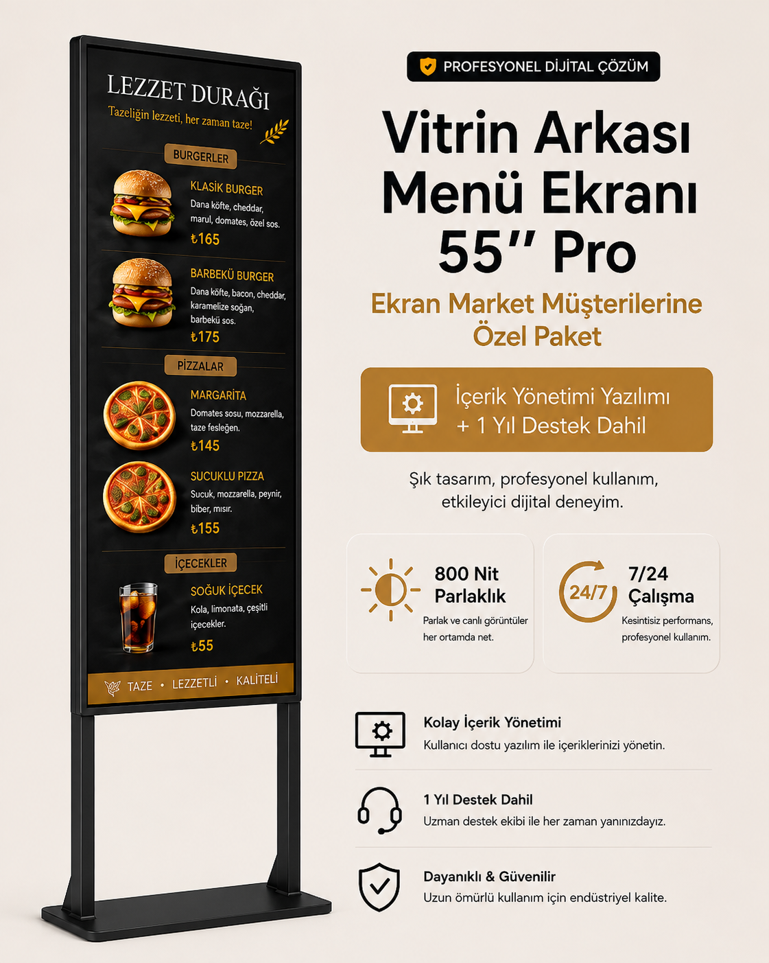 Vitrin Arkası Menü Ekranı 55