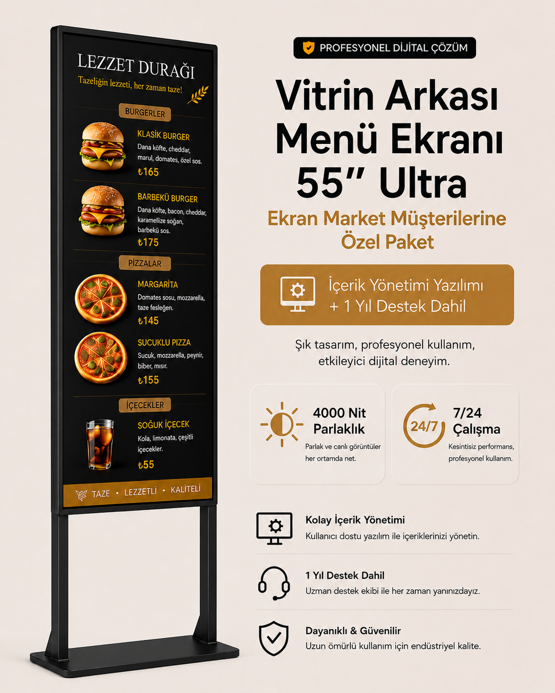 Vitrin Arkası Menü Ekranı 55