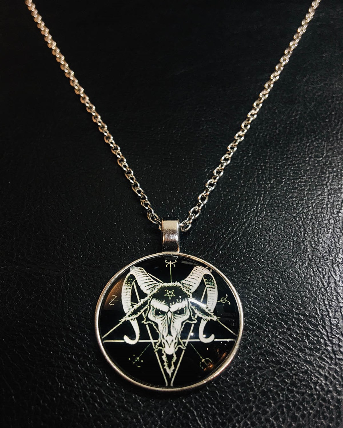 PENTAGRAM Baphomet Glass Necklace