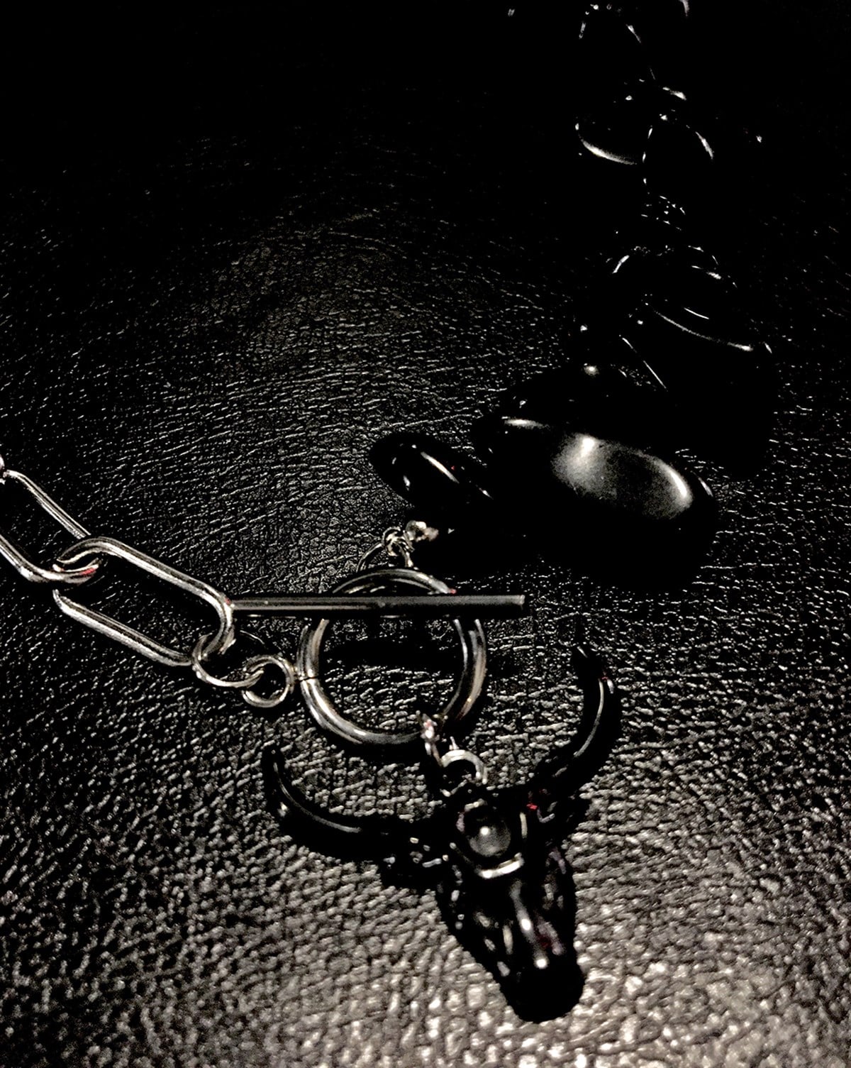 BULL SKULL Gothic Black Natural Stone Necklace