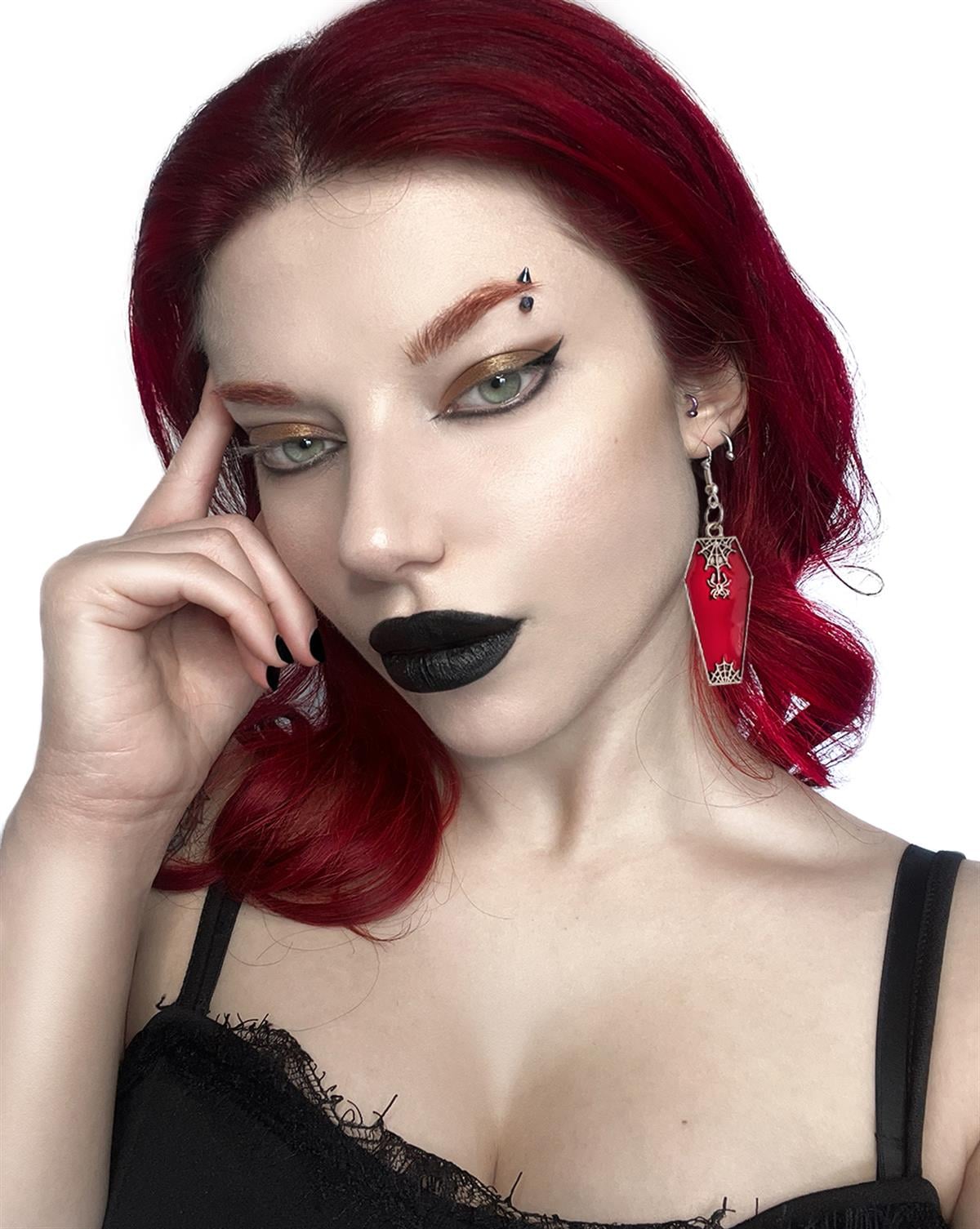 CHARMS Cross  Spider Web Coffin Earrings