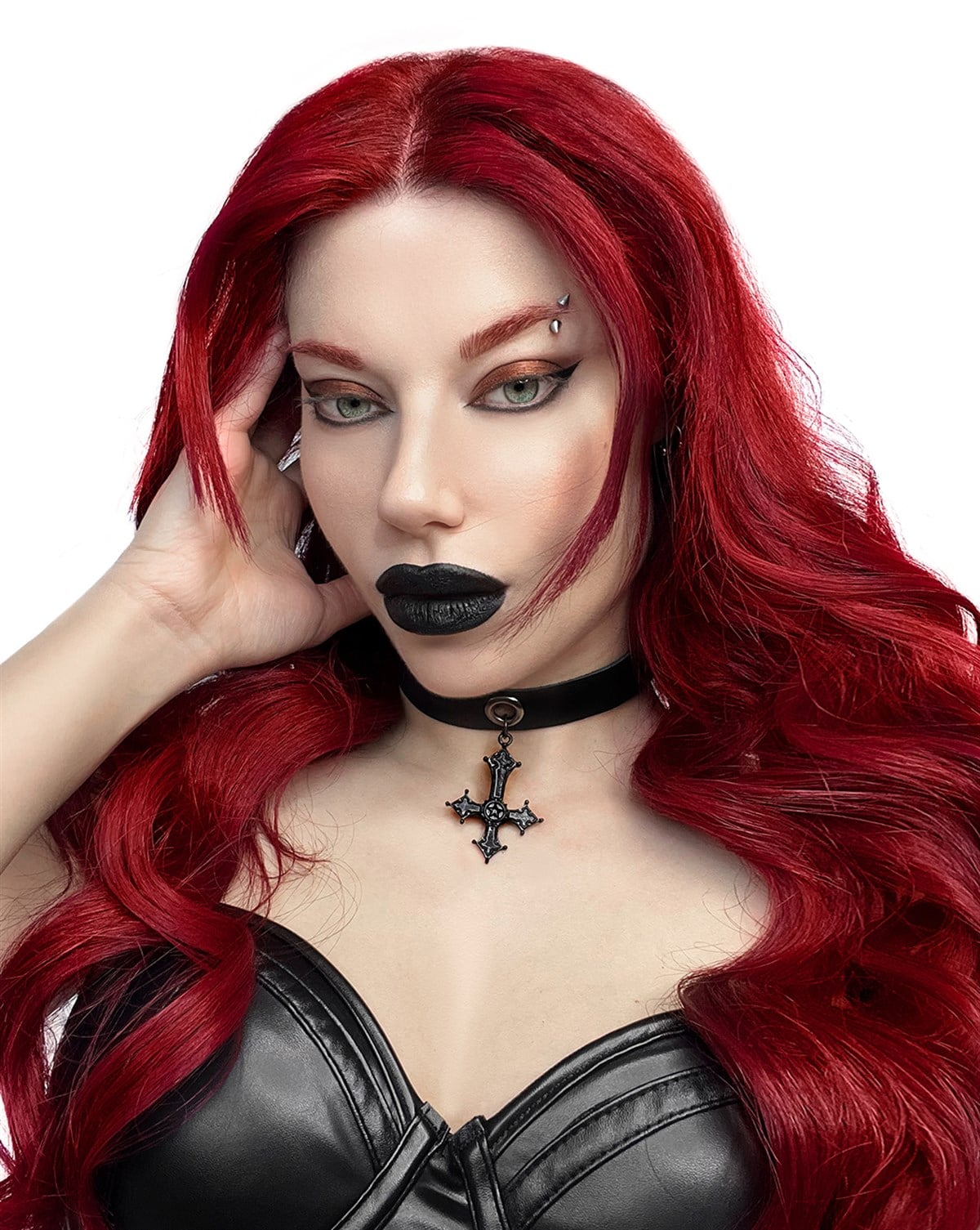 CHOKER Handmade Petrus Cross Gothic Ters Haç