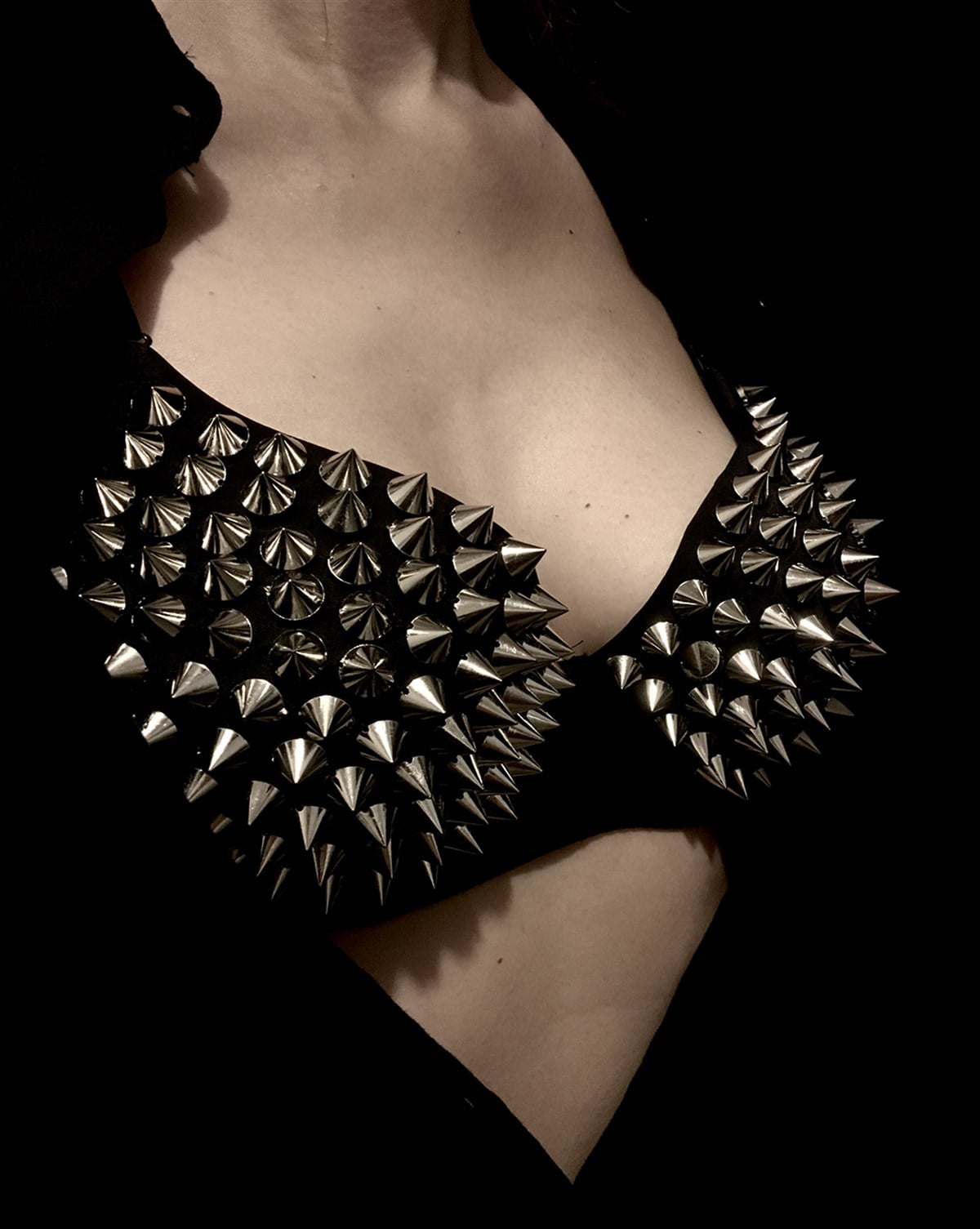 GOTHIC Spike Rivet Metallic Push Up Bra  