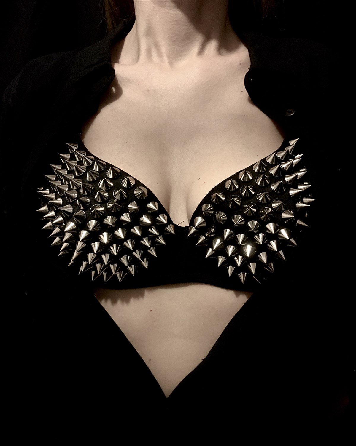 GOTHIC Spike Rivet Metallic Push Up Bra  