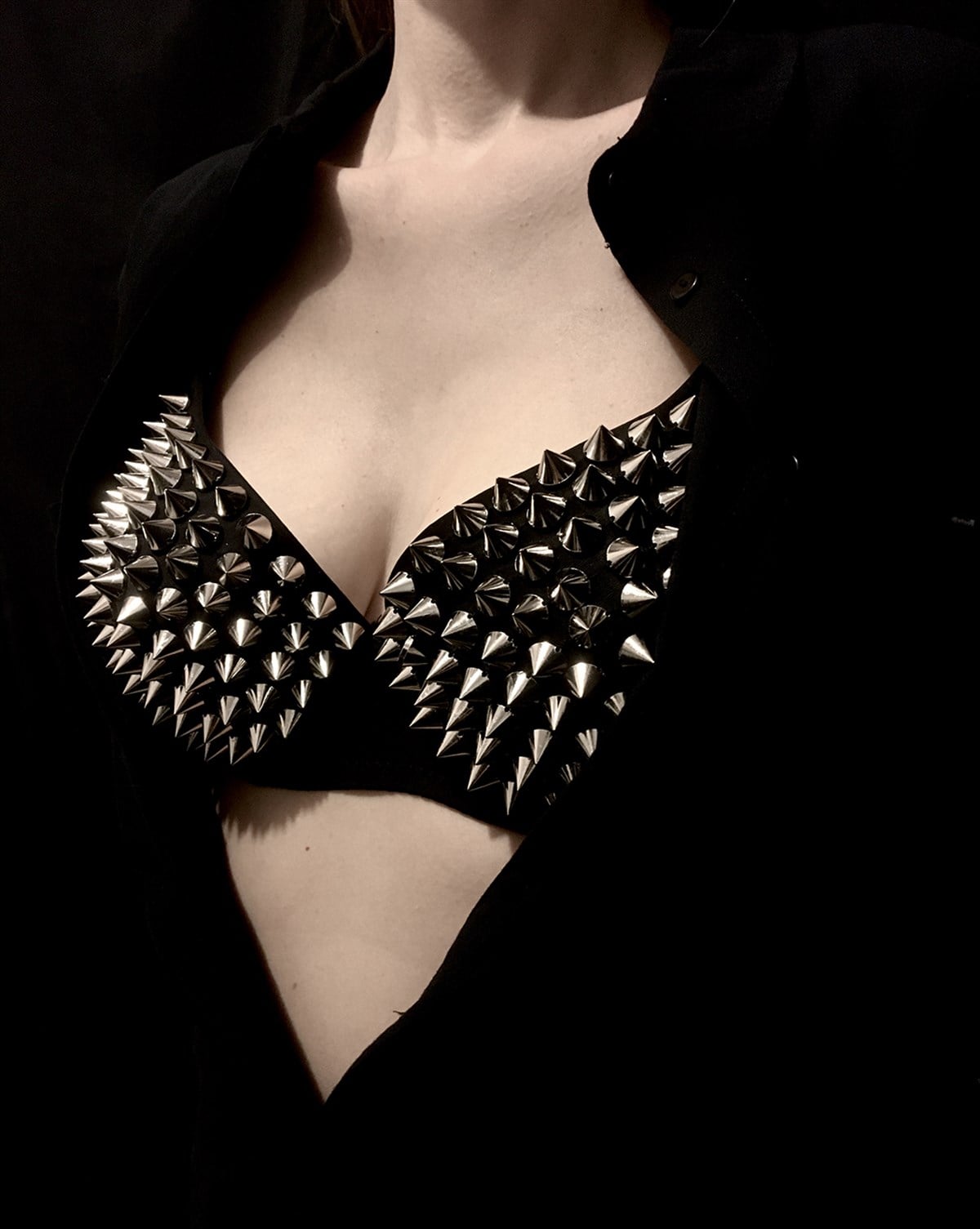 GOTHIC Spike Rivet Metallic Push Up Bra  