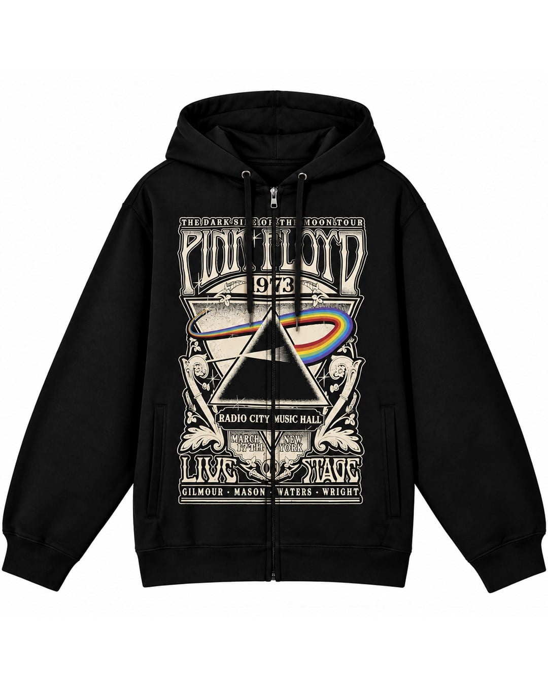 PINK FLOYD Side Of The Moon 1973 Live Stage Radio City Hoodie Zip Up