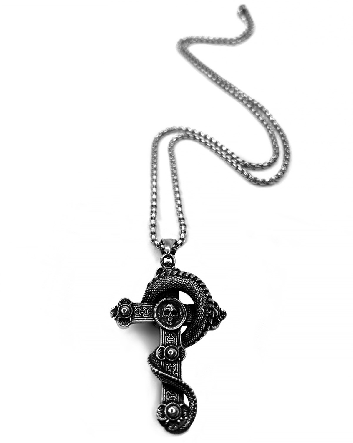 SKULL & DRAGON Cross Necklace