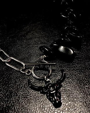 BULL SKULL Gothic Black Natural Stone Necklace