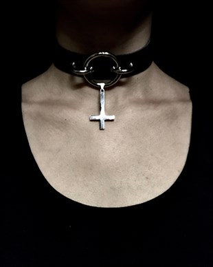 CHOKER Handmade Gothic TInverted Cross Style