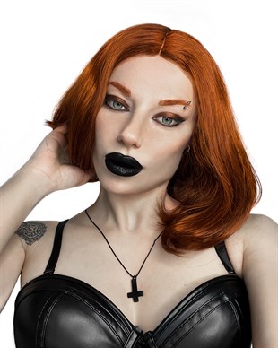 PETRUS Black Inverted Cross Necklace