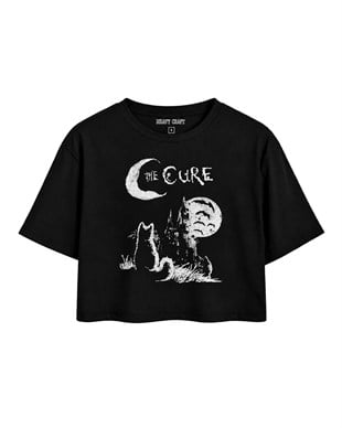 THE CURE Cat and Moon Crop T-Shirt OversizeHeavy Craft