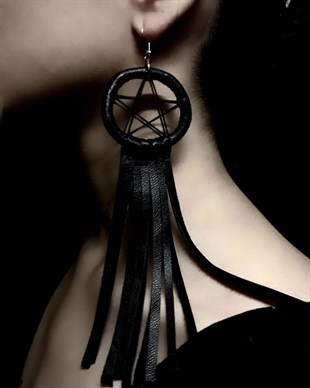 WICCA PAGAN Handmade Goth Leather Earrings