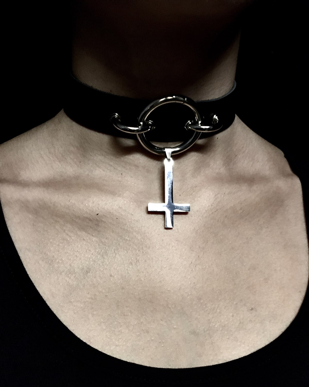 CHOKER Handmade Gothic TInverted Cross Style